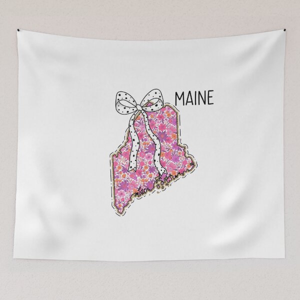 Item preview, Cute Maine Floral Map Graphic Coquette Bow Design designed and sold by Paper Drip.