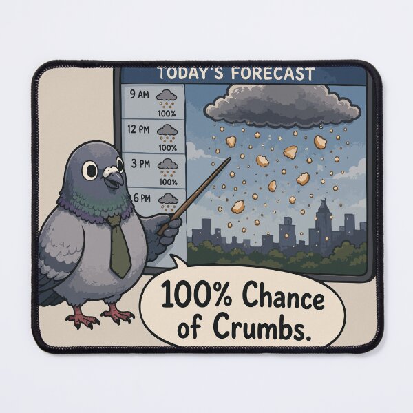 Item preview, 100% Chance of Crumbs Funny Pigeon Weather Forecast Sticker Bird Lover Gift designed and sold by SimplePoDesign.