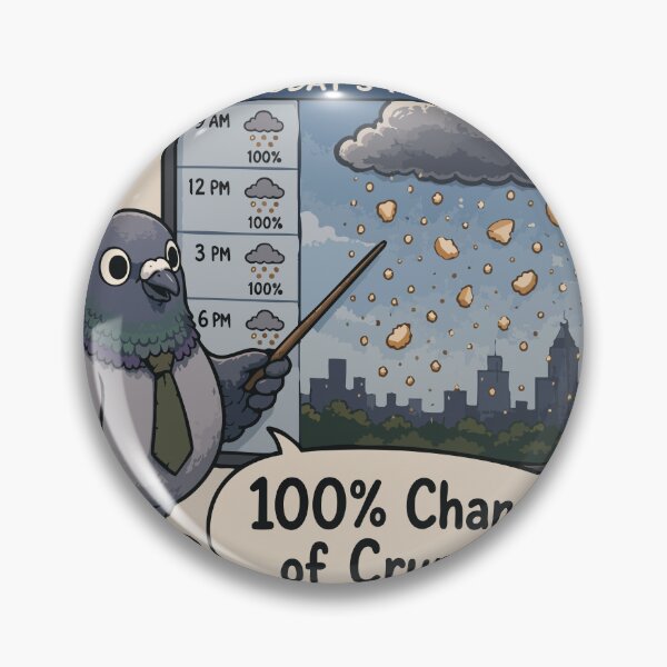 Item preview, 100% Chance of Crumbs Funny Pigeon Weather Forecast Sticker Bird Lover Gift designed and sold by SimplePoDesign.