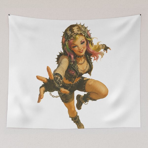 Item preview, Punk Rebel Pin-Up | Original Vintage Punk Girl Illustration designed and sold by Cosplayvintage.