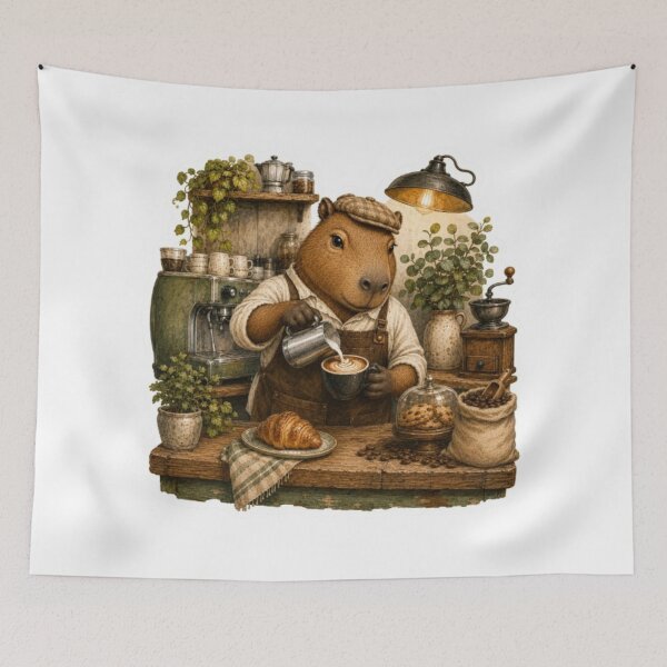 Item preview, Barista Carpincho haciendo arte latte designed and sold by Snurly.