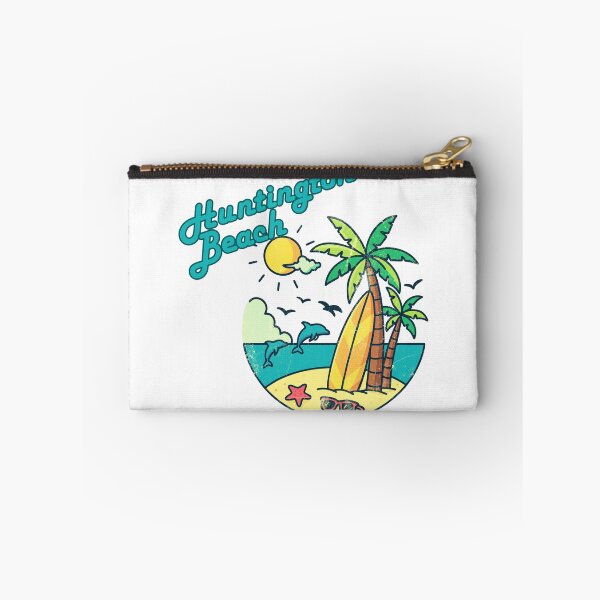Item preview, Huntington Beach California Retro Surf Badge - Palm Trees, Dolphins & Surfboard Vintage Design designed and sold by DonnaRaine.