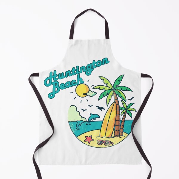 Item preview, Huntington Beach California Retro Surf Badge - Palm Trees, Dolphins & Surfboard Vintage Design designed and sold by DonnaRaine.