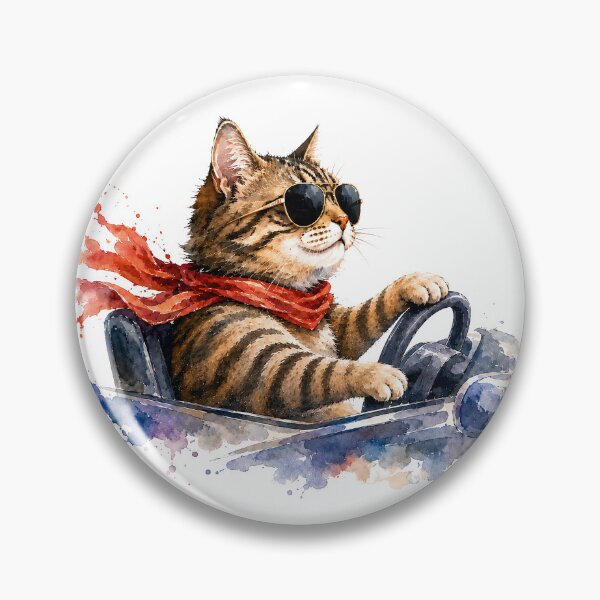 Item preview, Cool Cat Driving Watercolor – Funny Sunglasses Cat Car Meme designed and sold by lvlupthreads.