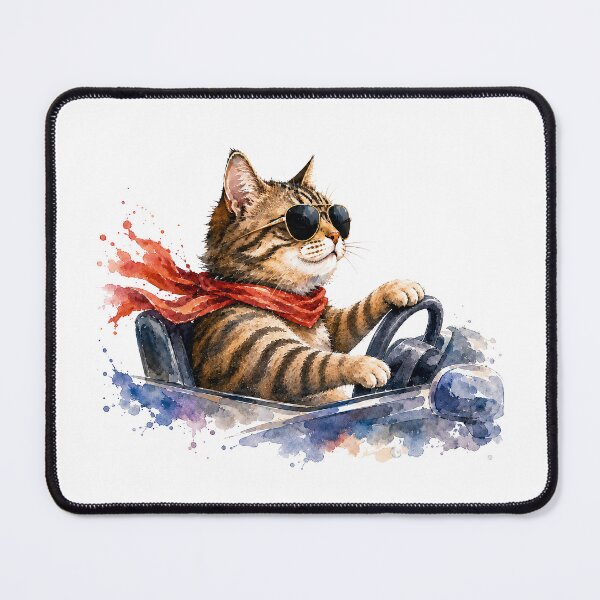Item preview, Cool Cat Driving Watercolor – Funny Sunglasses Cat Car Meme designed and sold by lvlupthreads.