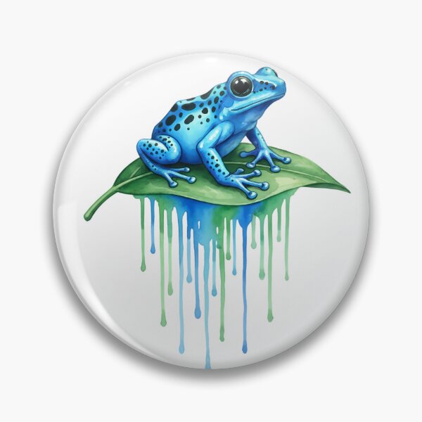 Item preview, Blue Poison Dart Frog Watercolor Dripping Leaf Illustration designed and sold by Exquisite Design Studio „Paculówka”.