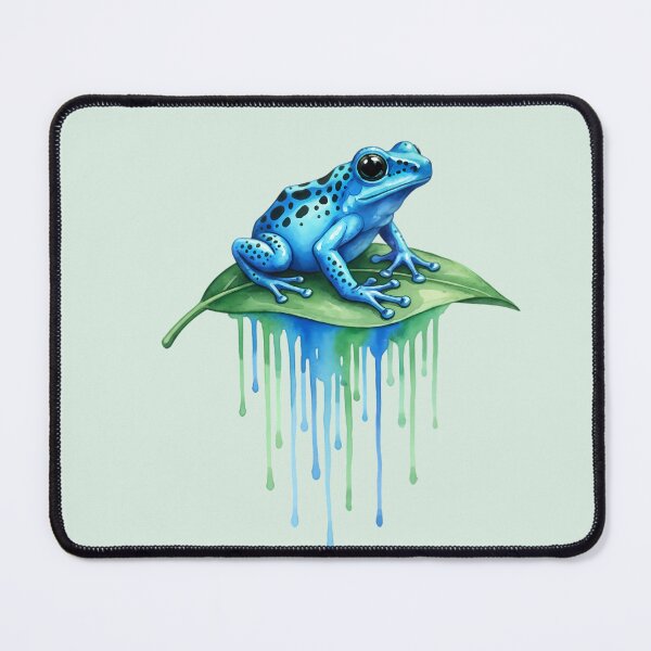 Item preview, Blue Poison Dart Frog Watercolor Dripping Leaf Illustration designed and sold by Exquisite Design Studio „Paculówka”.