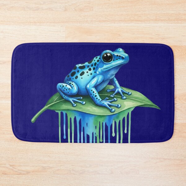 Item preview, Blue Poison Dart Frog Watercolor Dripping Leaf Illustration designed and sold by Exquisite Design Studio „Paculówka”.