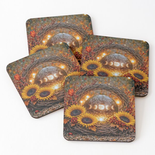 Item preview, Sunflowers and Moon Phases Wicca inspired Fall Equinox designed and sold by Stephanie Laird.