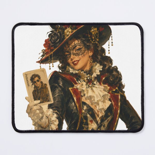 Item preview, Harlequin Queen Pin-Up | Original Vintage Playing Card Fantasy Illustration designed and sold by Cosplayvintage.