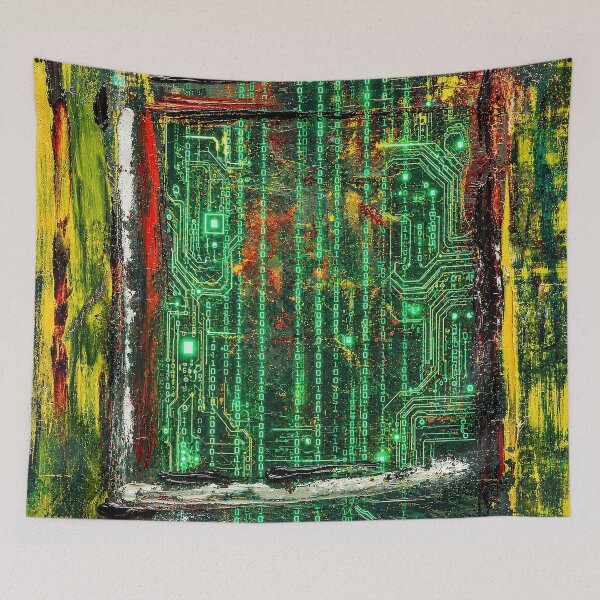 Item preview, Abstract Cyberpunk Green Canvas designed and sold by Ingorgia Studio.