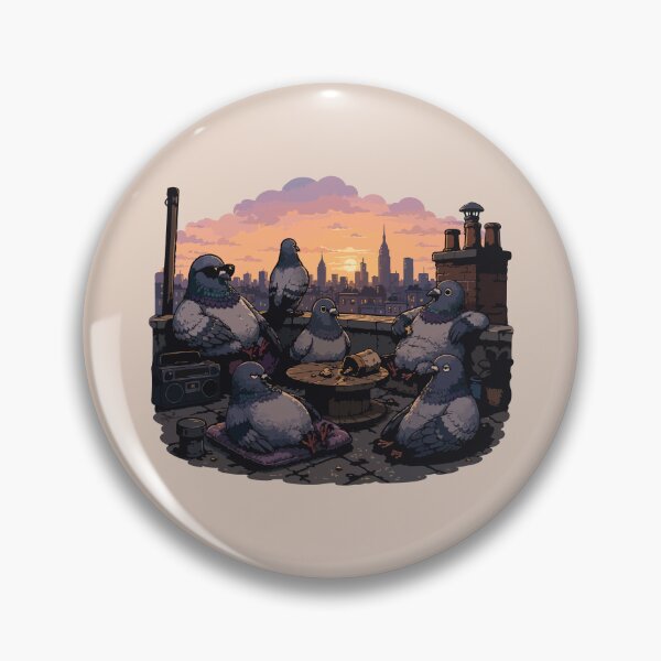 Item preview, Pigeon Rooftop Club Funny Urban Bird Sticker City Pigeon Sunset Gift designed and sold by SimplePoDesign.