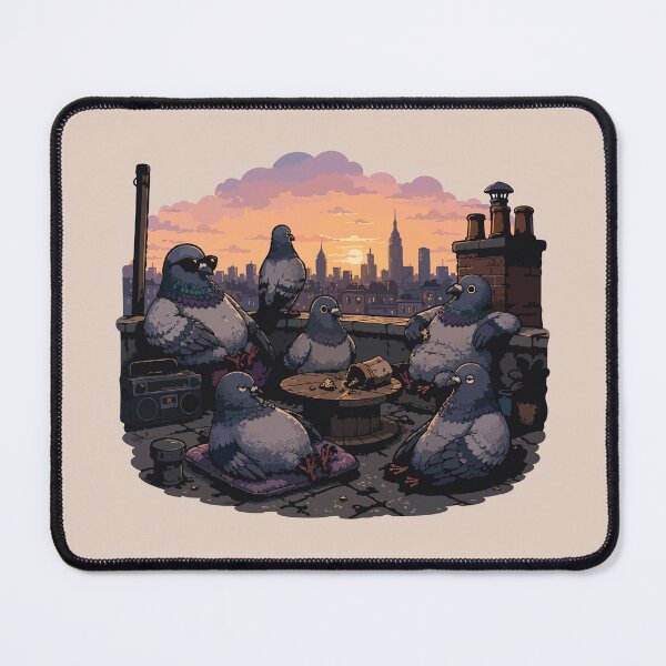 Item preview, Pigeon Rooftop Club Funny Urban Bird Sticker City Pigeon Sunset Gift designed and sold by SimplePoDesign.