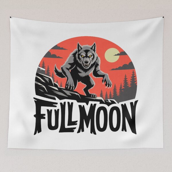 Item preview, Full Moon Werewolf - Vintage Retro Horror  designed and sold by Raloel Art.