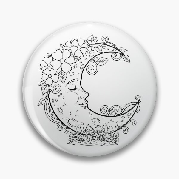 Item preview, Floral Crescent Moon Face Fantasy Art designed and sold by ArtPer-design.