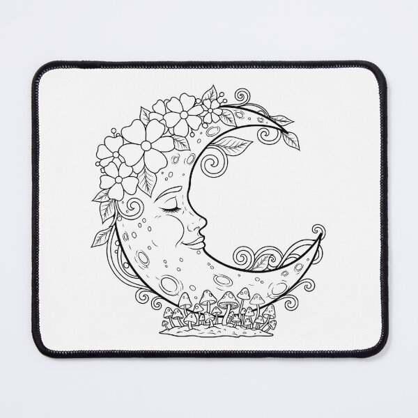 Item preview, Floral Crescent Moon Face Fantasy Art designed and sold by ArtPer-design.