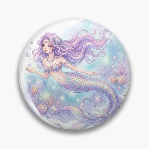 Item preview, Watercolor-style lilac mermaid in pastel tones designed and sold by Magimel.