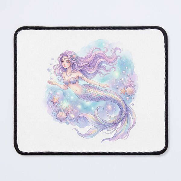 Item preview, Watercolor-style lilac mermaid in pastel tones designed and sold by Magimel.