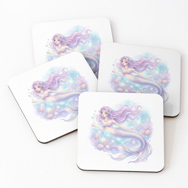 Item preview, Watercolor-style lilac mermaid in pastel tones designed and sold by Magimel.