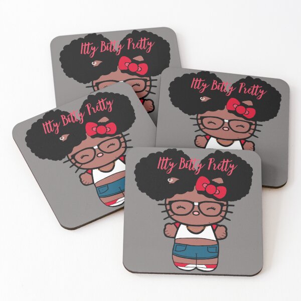 Item preview, Black Girl Hello Kitty Inspired Kawaii Character | Cute Natural Hair Illustration  designed and sold by MsGoldenCreates.