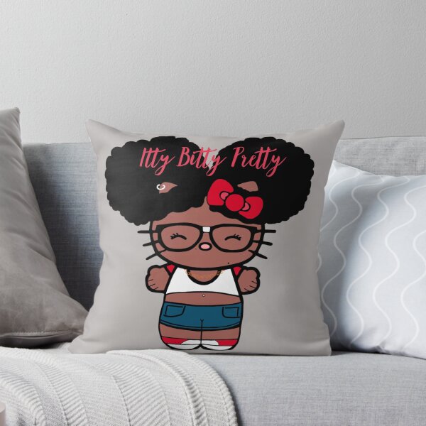 Item preview, Black Girl Hello Kitty Inspired Kawaii Character | Cute Natural Hair Illustration  designed and sold by MsGoldenCreates.