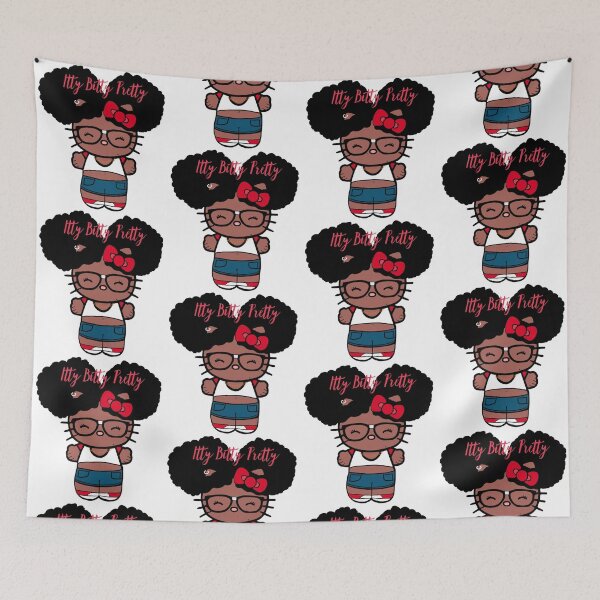 Item preview, Black Girl Hello Kitty Inspired Kawaii Character | Cute Natural Hair Illustration  designed and sold by MsGoldenCreates.