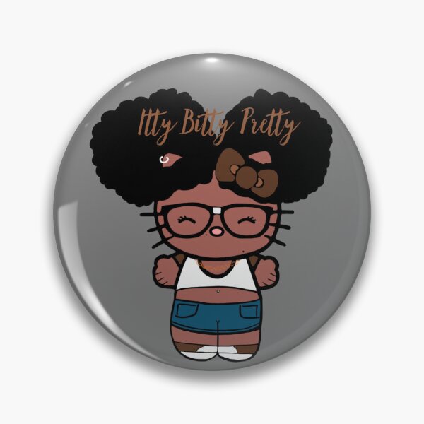 Artikelvorschau, Schwarzes Mädchen im Hello-Kitty-Stil | Kawaii-Figur | Niedliche Illustration mit natürlichem Haar entworfen und verkauft von MsGoldenCreates.