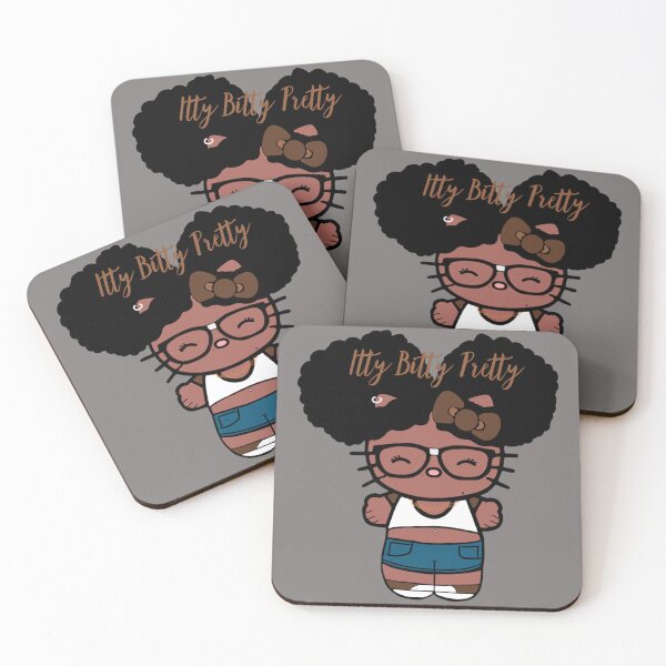 Item preview, Black Girl Hello Kitty Inspired Kawaii Character | Cute Natural Hair Illustration  designed and sold by MsGoldenCreates.