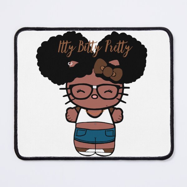 Item preview, Black Girl Hello Kitty Inspired Kawaii Character | Cute Natural Hair Illustration  designed and sold by MsGoldenCreates.