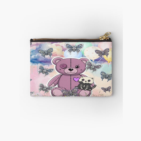 Item preview, Creepy Cute Pastel Goth Teddy Bear & Skeleton Kitten Dreamscape designed and sold by Side By Side Studio.