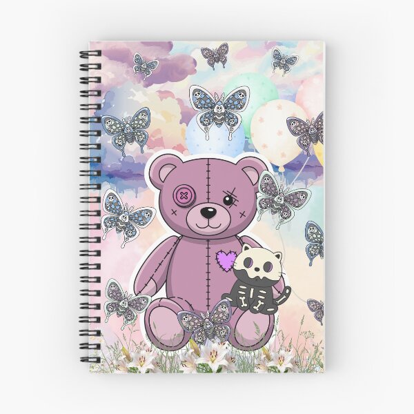 Item preview, Creepy Cute Pastel Goth Teddy Bear & Skeleton Kitten Dreamscape designed and sold by Side By Side Studio.