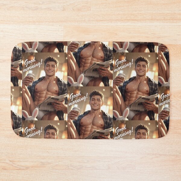 Item preview, Good Morning! Handsome Man with Coffee – Cozy Morning Greeting designed and sold by ZhivanCrimson.