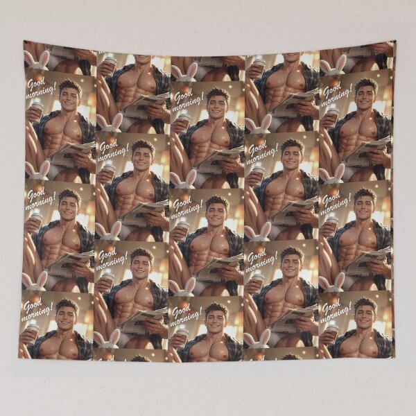 Item preview, Good Morning! Handsome Man with Coffee – Cozy Morning Greeting designed and sold by ZhivanCrimson.