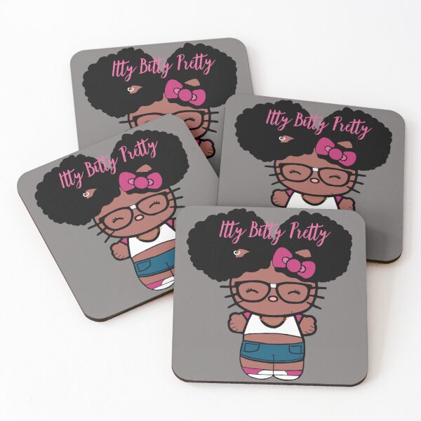 Item preview, Black Girl Hello Kitty Inspired Kawaii Character | Cute Natural Hair Illustration  designed and sold by MsGoldenCreates.