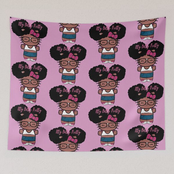 Item preview, Black Girl Hello Kitty Inspired Kawaii Character | Cute Natural Hair Illustration  designed and sold by MsGoldenCreates.