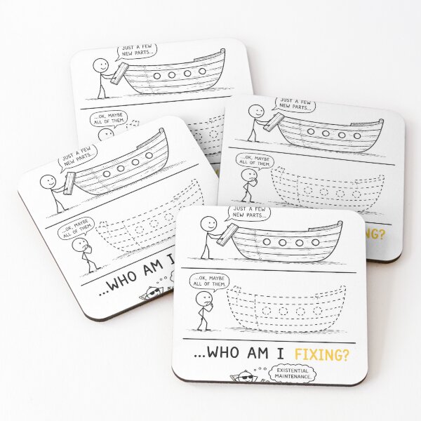 Item preview, Ship of Theseus – Who Am I Fixing? | Funny Philosophy Stick Figure T-Shirt designed and sold by OkKafka.