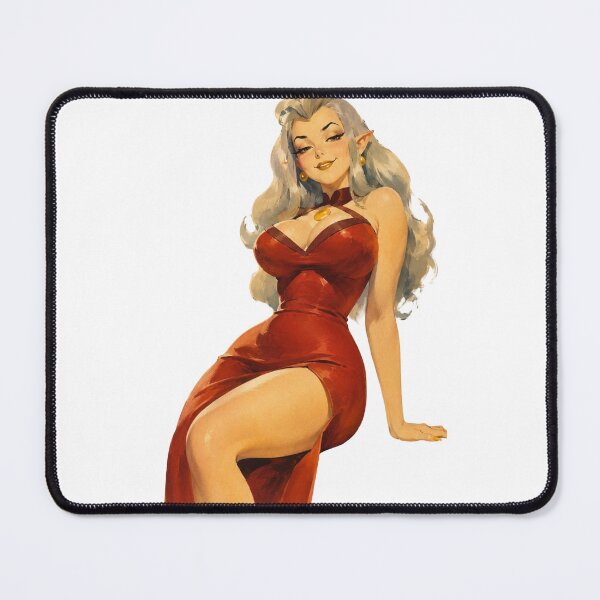 Item preview, Elegant Elf Pin-Up | Original Fantasy Vintage Elf Woman Illustration designed and sold by Cosplayvintage.