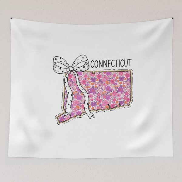 Item preview, Cute Connecticut Floral Map Graphic Coquette Bow Design designed and sold by Paper Drip.
