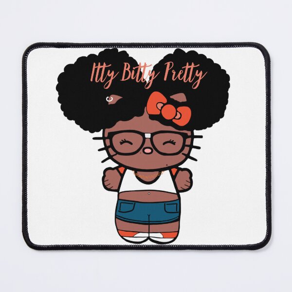 Item preview, Black Girl Hello Kitty Inspired Kawaii Character | Cute Natural Hair Illustration designed and sold by MsGoldenCreates.