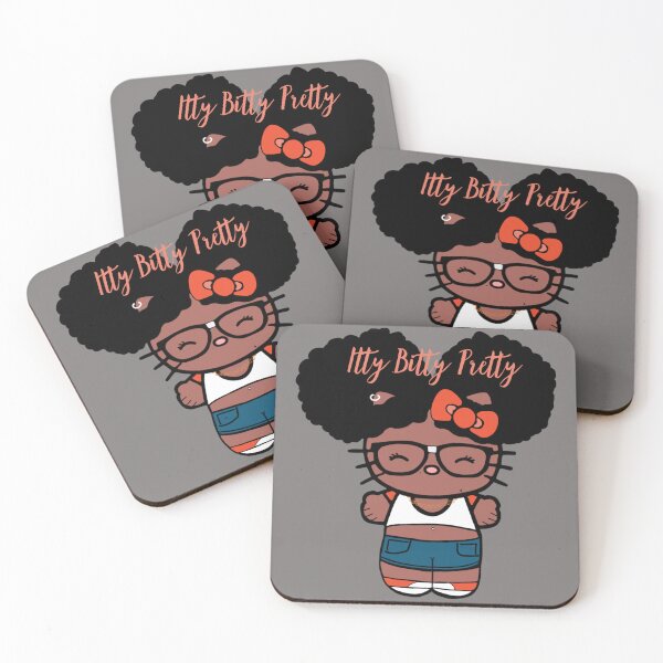 Item preview, Black Girl Hello Kitty Inspired Kawaii Character | Cute Natural Hair Illustration  designed and sold by MsGoldenCreates.