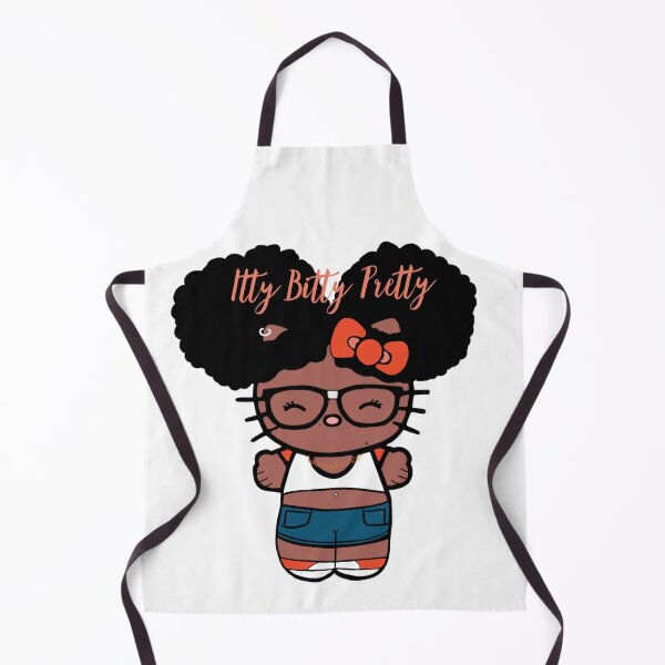 Aperçu de l'œuvre Illustration kawaii d'une fille noire inspirée de Hello Kitty | Cheveux naturels mignons créée et vendue par MsGoldenCreates.