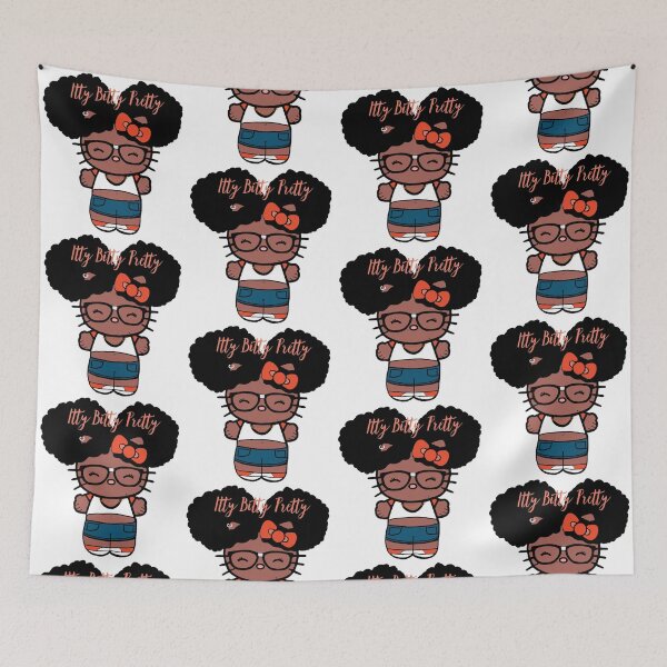 Item preview, Black Girl Hello Kitty Inspired Kawaii Character | Cute Natural Hair Illustration  designed and sold by MsGoldenCreates.