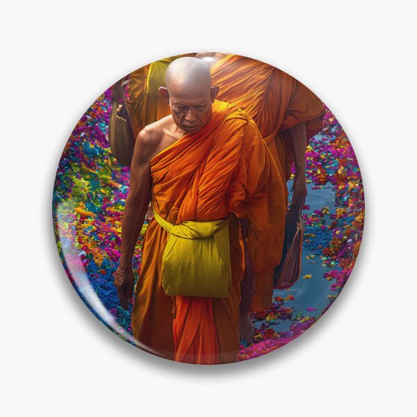 Item preview, Monks Walking Through Colorful Flower Path designed and sold by Artessie.