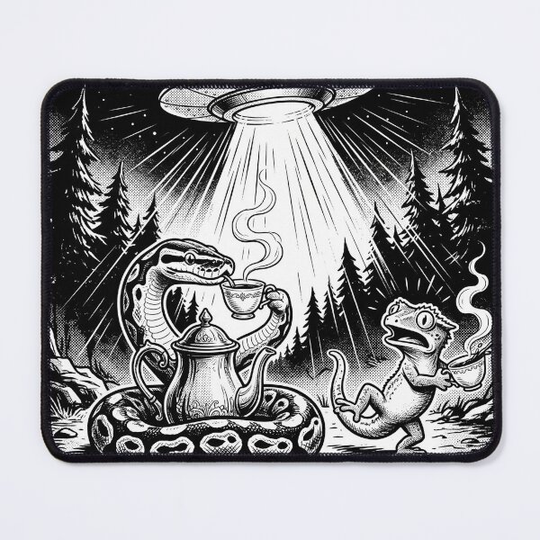 Item preview, Ball Python Tea Lover Retro UFO T-Shirt | Vintage Sci-Fi Comic Snake Art designed and sold by Cuatcho.