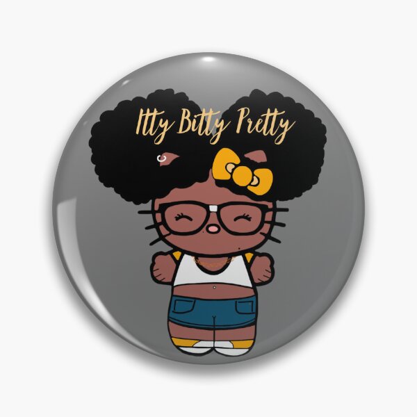 Artikelvorschau, Schwarzes Mädchen im Hello-Kitty-Stil | Kawaii-Figur | Niedliche Illustration mit natürlichem Haar entworfen und verkauft von MsGoldenCreates.