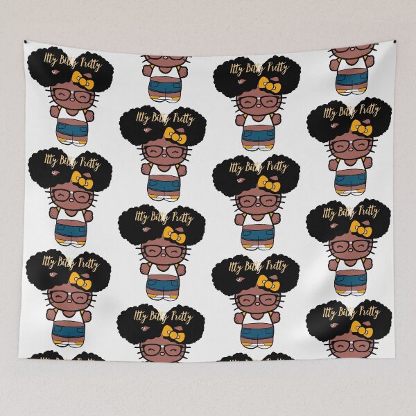 Item preview, Black Girl Hello Kitty Inspired Kawaii Character | Cute Natural Hair Illustration  designed and sold by MsGoldenCreates.