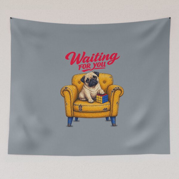 Item preview, Waiting For You – Vintage Pug designed and sold by Aimetoi.