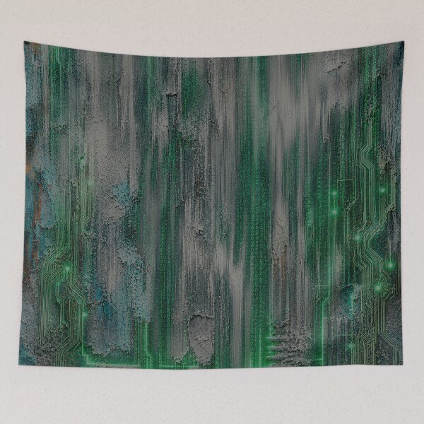 Item preview, Abstract Cyberpunk Green - Black Canvas designed and sold by Ingorgia Studio.
