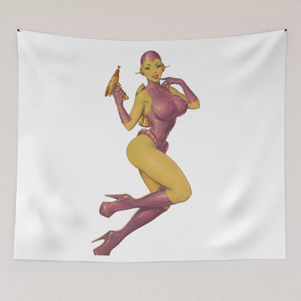 Item preview, Retro Space Pin-Up | Original Martian Sci-Fi Girl Vintage Illustration designed and sold by Cosplayvintage.