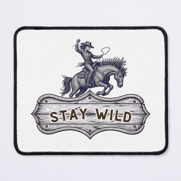 Item preview, Wild West Cowgirl Riding Bronc Vintage Wood Sign designed and sold by Art89-T-Shirts.